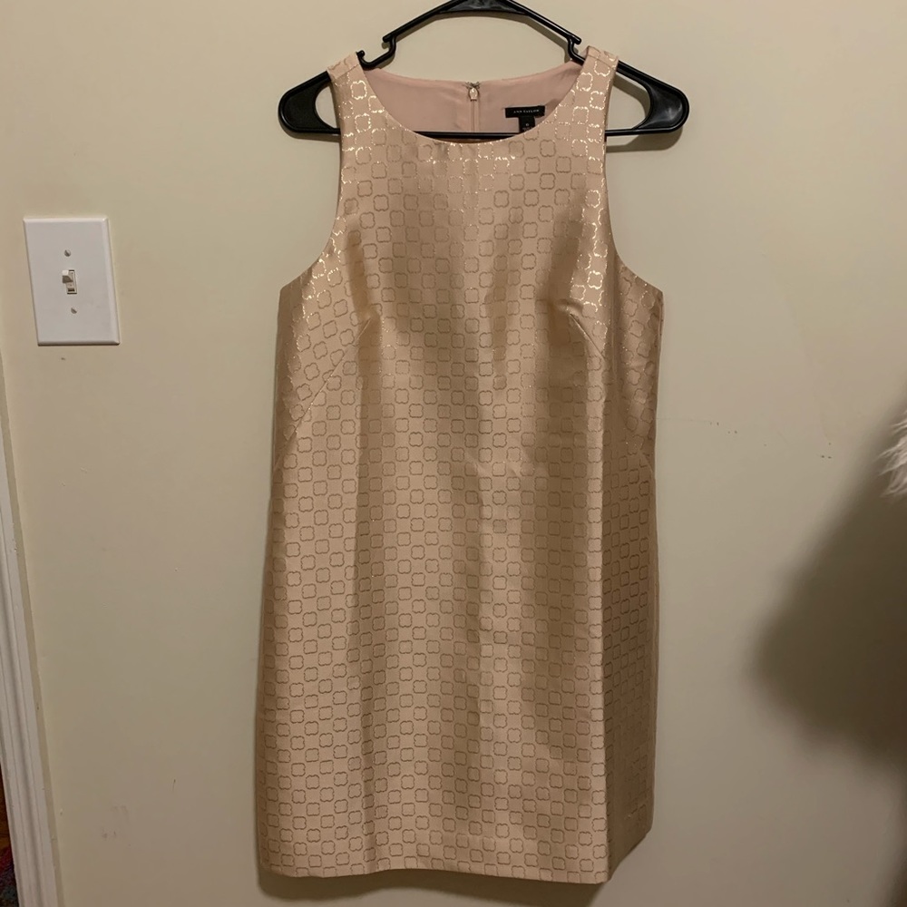 NWT Ann Taylor Pink and Gold Shift Dress